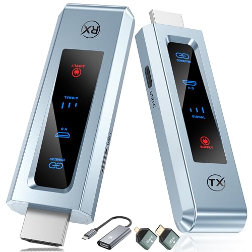 Wireless HDMI Transmitter and Receiver, 98 FT/30M Stabile Verbindung, 2,4G/5G tragbarer HDMI Wireless mit LED-Bildschirm, Plug & Play für Streaming Video Audio File von, Laptop, PC zu HDTV, Projektor. von BRAIDOL