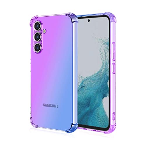BRAINS Bunt Farbverlauf Durchscheinend Hülle für Samsung Galaxy A54 5G, TPU Silikon Schutzhülle Mit Ecken Stoßstange -Lila blau von BRAINS