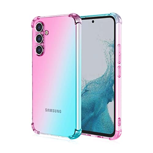 BRAINS Bunt Farbverlauf Durchscheinend Hülle für Samsung Galaxy A54 5G, TPU Silikon Schutzhülle Mit Ecken Stoßstange -Rosa Grün von BRAINS