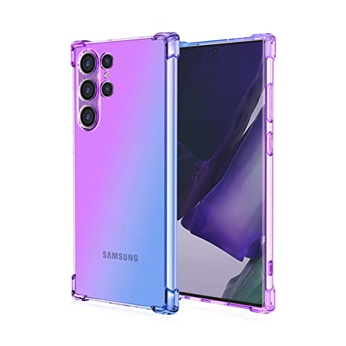 BRAINS Bunt Farbverlauf Durchscheinend Hülle für Samsung Galaxy S23 Ultra 5G, TPU Silikon Schutzhülle Mit Ecken Stoßstange -Lila blau von BRAINS