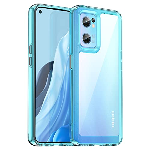 BRAINS Hülle für Oppo Find X5 Lite, Handyhülle Transparent Rückseite mit Stoßfeste Weich TPU Silikon Bumper Schutzhülle -Blau von BRAINS