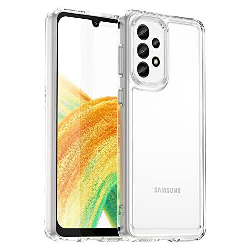 BRAINS Hülle für Samsung Galaxy A34 5G, Handyhülle Transparent Rückseite mit Stoßfeste Weich TPU Silikon Bumper Schutzhülle -Transparent von BRAINS
