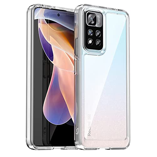 BRAINS Hülle für Xiaomi Redmi Note 11 Pro Plus 5G (Pro+), Handyhülle Transparent Rückseite mit Stoßfeste Weich TPU Silikon Bumper Schutzhülle -Transparent von BRAINS