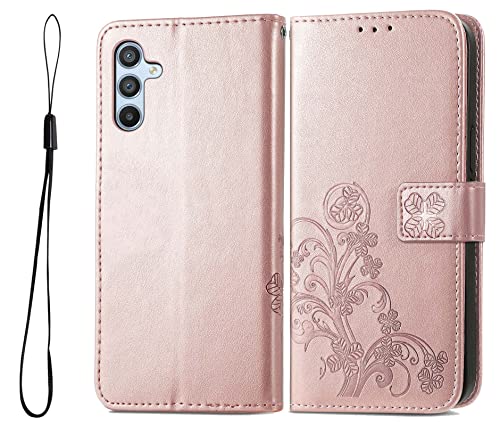 BRAINS Leder Folio Hülle für Samsung Galaxy A54 5G, Flip Handyhülle, Hochwertige Lederhülle Mit Kartenfächern Und Horizontale Standfunktion,Roségold von BRAINS