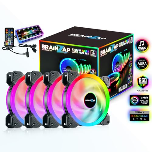 1-10x SET BRAINZAP 120mm LED A-RGB/RGB Silent Case Fan Set inkl. Controller Gehäuse Lüfter MSI Aura Asus Gigabyte Coolmoon (4x Lüfter + Controller) von BRAINZAP