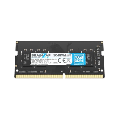 BRAINZAP 16GB DDR4 RAM SO-DIMM PC4-2133P-SA0-10 1Rx8 2133 MHz 1.2V CL15 Notebook Laptop Arbeitsspeicher Unbuffered Non-ECC von BRAINZAP