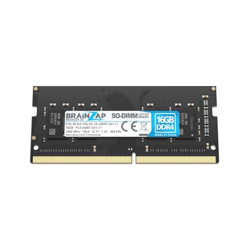 BRAINZAP 16GB DDR4 RAM SO-DIMM PC4-2400T-SA1-11 1Rx8 2400 MHz 1.2V CL17 Notebook Laptop Arbeitsspeicher Unbuffered Non-ECC von BRAINZAP