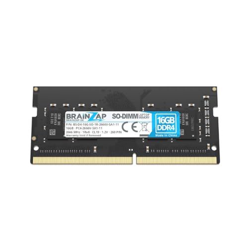 BRAINZAP 16GB DDR4 RAM SO-DIMM PC4-2666V-SA1-11 1Rx8 2666 MHz 1.2V CL19 Notebook Laptop Arbeitsspeicher Unbuffered Non-ECC von BRAINZAP