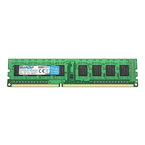 BRAINZAP 2GB DDR3 RAM DIMM PC3-8500U 2Rx8 1066 MHz 1.5V CL7 Computer PC Arbeitsspeicher von BRAINZAP