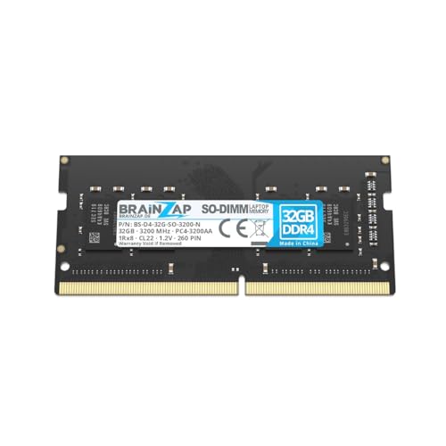 BRAINZAP 32GB DDR4 RAM SO-DIMM PC4-3200AA 1Rx8 3200 MHz 1.2V CL22 Notebook Laptop Arbeitsspeicher BRAINZAP 32GB DDR4 RAM SO-DIMM PC4-3200AA 1Rx8 3200 MHz 1.2V CL22 Notebook Laptop Arbeitsspeicher von BRAINZAP