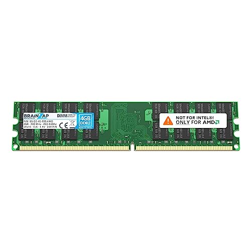 BRAINZAP 4GB DDR2 RAM DIMM PC2-6400U 2Rx16 800 MHz 1.8V CL6 AMD PC Arbeitsspeicher von BRAINZAP