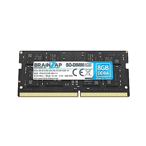 BRAINZAP 8GB DDR4 RAM SO-DIMM PC4-2133P-SB1-11 2Rx8 2133 MHz 1.2V CL15 Notebook Laptop Arbeitsspeicher Unbuffered Non-ECC von BRAINZAP
