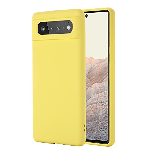 BRAND SET Handyhülle für Google Pixel 6 Silikon Hülle, mit Mikrofasertuch Futterkissen Soft Touch Schutzhülle für Google Pixel 6-Gelb von BRAND SET