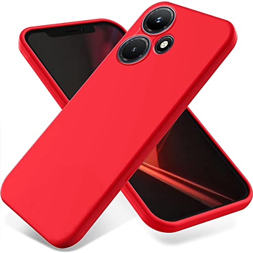 BRAND SET Handyhülle für Infinix Hot 30i Silikon Hülle, mit Mikrofasertuch Futterkissen Soft Touch Schutzhülle für Infinix Hot 30i-Rot von BRAND SET