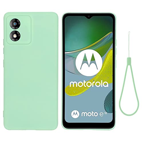 BRAND SET Handyhülle für Motorola Moto E13 Silikon Hülle, mit Mikrofasertuch Futterkissen Soft Touch Schutzhülle für Motorola Moto E13-Grün von BRAND SET