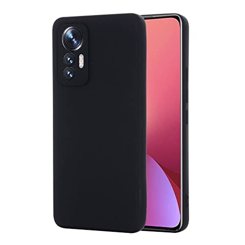 BRAND SET Handyhülle für Xiaomi 12 Lite 5G Silikon Hülle, mit Mikrofasertuch Futterkissen Soft Touch Schutzhülle für Xiaomi 12 Lite 5G-Schwarz von BRAND SET