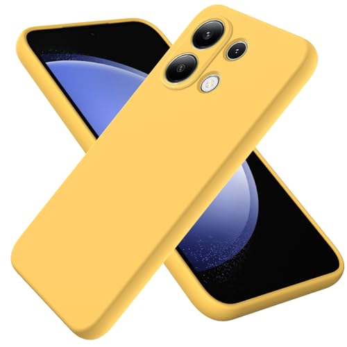 BRAND SET Handyhülle für Xiaomi Redmi Note 13 4G Silikon Hülle,mit Mikrofasertuch Futterkissen Soft Touch Schutzhülle für Xiaomi Redmi Note 13 4G-Gelb von BRAND SET