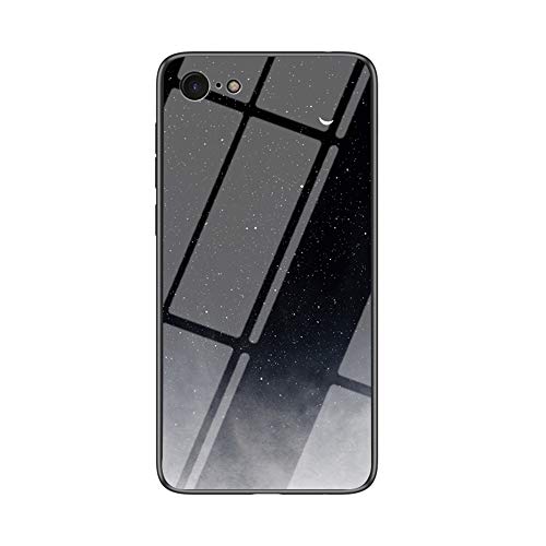 BRAND SET Handyhülle für iPhone SE 2020 Transparent Mond Sternenhimmel Muster Schutzhülle Gehärtete Glas Rückseite mit TPU-Kanten Stoßfeste Hülle für iPhone SE 2020-XKYY von BRAND SET