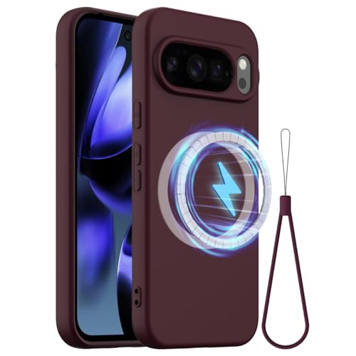BRAND SET Hülle für Google Pixel 10 Pro XL, Magnetische Silikonhülle Kompatibel mit Mag-Safe, Stoßfest und Kratzfest, Handyhülle mit Mikrofaser-Innenfutter für Pixel 10 Pro XL Hülle (Pflaume) von BRAND SET