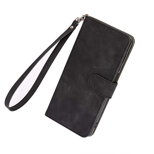 BRAND SET Hülle für Google Pixel 4a 5G Leder Handyhülle Kunstleder Flip Case mit Sicherer Magnetverschlussverriegelung Handy Lanyard Klappbar Schutzhülle für Google Pixel 4a 5G(Schwarz) von BRAND SET