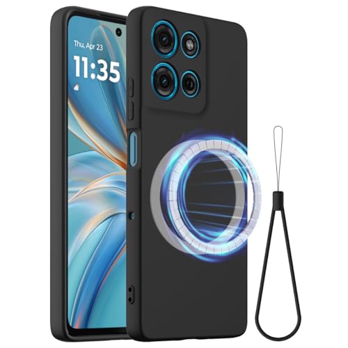 BRAND SET Hülle für Moto G Play (2025), Magnetische Silikonhülle Kompatibel mit Mag-Safe, Stoßfest, Handyhülle mit Mikrofaser-Innenfutter für Moto G Play (2025) Hülle (Tiefschwarz) von BRAND SET