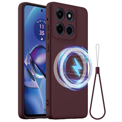 BRAND SET Hülle für Moto G Stylus 5G (2025), Magnetische Silikonhülle Kompatibel mit Mag-Safe, Stoßfest, Handyhülle mit Mikrofaser-Innenfutter für Moto G Stylus 5G (2025) Hülle (Pflaume) von BRAND SET
