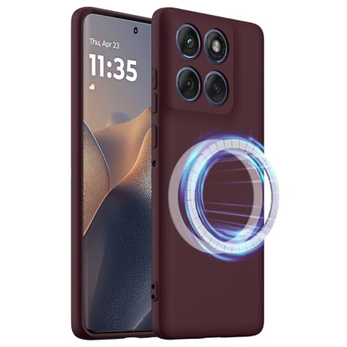 BRAND SET Hülle für Motorola Edge 60 Fusion, Magnetische Silikonhülle Kompatibel mit Mag-Safe, Stoßfest und Kratzfest, Handyhülle mit Mikrofaser-Innenfutter für Edge 60 Fusion Hülle (Pflaume) von BRAND SET