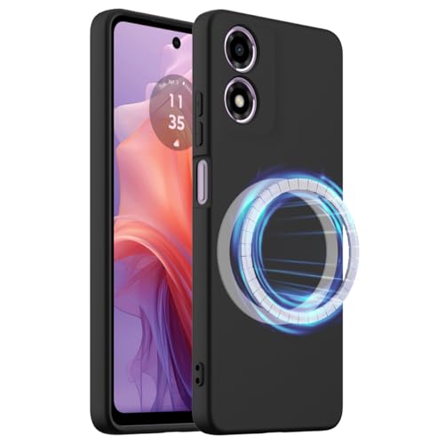 BRAND SET Hülle für Motorola Moto G04s, Magnetische Silikonhülle Kompatibel mit Mag-Safe, Stoßfest und Kratzfest, Handyhülle mit Mikrofaser-Innenfutter für Moto G04s Hülle (Tiefschwarz) von BRAND SET