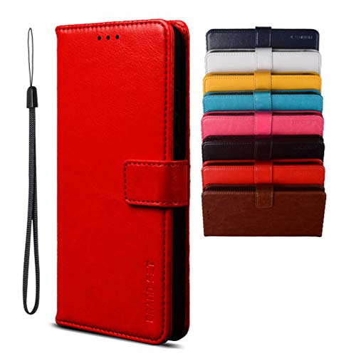 BRAND SET Hülle für Realme C35/RMX3511 Handyhülle, Magnetverschluss Premium PU Leder Flip Case, mit Kartenfächern Brieftasche Standfuntion Schutzhülle für Realme C35/RMX3511-Rot von BRAND SET