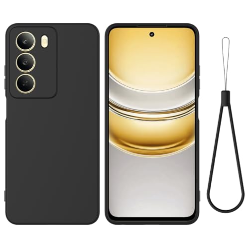 BRAND SET Hülle für Realme V70 5G, Weiche Silikon Schutzhülle mit Mikrofaserfutter, Stoßfest & Kratzfest Handyhülle für Realme V70 5G (Schwarz) von BRAND SET