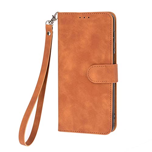 BRAND SET Hülle für ZTE Blade A54 Leder Handyhülle Kunstleder Flip Case mit Sicherer Magnetverschlussverriegelung Handy Lanyard Klappbar Schutzhülle für ZTE Blade A54(Braun) von BRAND SET