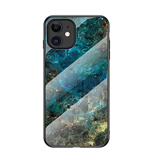 BRAND SET Hülle für iPhone 12 Mini 5.4" Rückseite Aus Gehärtetem Marmorglas und Hybrid-Hartschalenkoffer Aus Silikon Stoßfest und Kratzfest Handyhülle für iPhone 12 Mini 5.4" (Blau) von BRAND SET