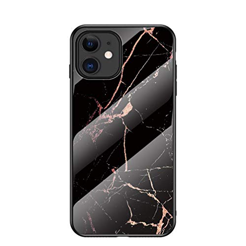 BRAND SET Hülle für iPhone 12 Mini 5.4" Rückseite Aus Gehärtetem Marmorglas und Hybrid-Hartschalenkoffer Aus Silikon Stoßfest und Kratzfest Handyhülle für iPhone 12 Mini 5.4" (Gold Schwarz) von BRAND SET