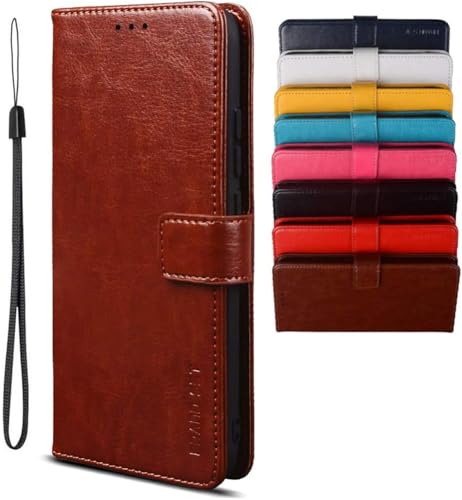 BRAND SET Hülle für iPhone 16e Lederhülle mit Standfunktion Kartenfach Flip Case Ledertasche Magnetverschluss Handyhülle Schutzhülle Klapphülle für iPhone 16e (Braun) von BRAND SET