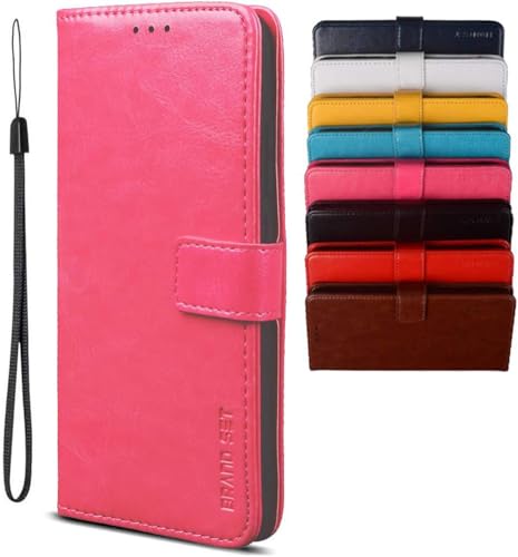 BRAND SET Hülle für iPhone 16e Lederhülle mit Standfunktion Kartenfach Flip Case Ledertasche Magnetverschluss Handyhülle Schutzhülle Klapphülle für iPhone 16e (Rosen rot) von BRAND SET