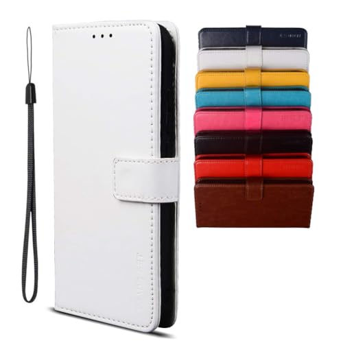 BRAND SET Hülle für iPhone 16e Lederhülle mit Standfunktion Kartenfach Flip Case Ledertasche Magnetverschluss Handyhülle Schutzhülle Klapphülle für iPhone 16e (Weiß) von BRAND SET