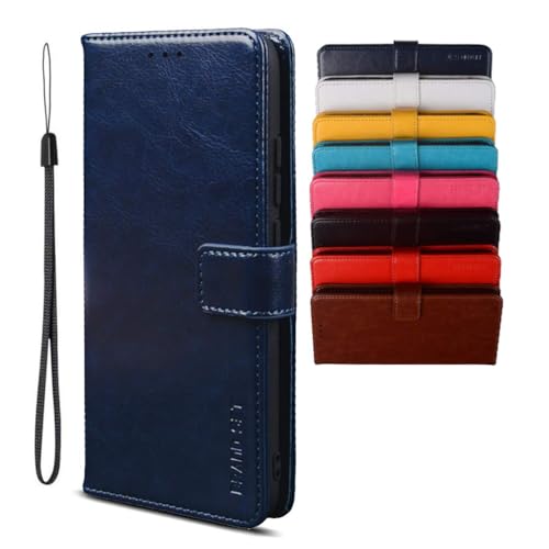 BRAND SET Hülle für vivo V50, PU Leder Flip Case mit Kartenfach, Standfunktion, Magnetverschluss, Schutzhülle Klapphülle Handyhülle für vivo V50 (Dunkel blau) von BRAND SET