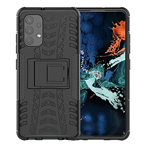 BRAND SET Rugged Armor Schutzhülle für Samsung Galaxy A32 4G Hülle Handy Tasche Hybrid Case Stoßfest Handyhülle Panzer TPU Silikon Hard Bumper Handycover für Samsung Galaxy A32 4G-Schwarz von BRAND SET