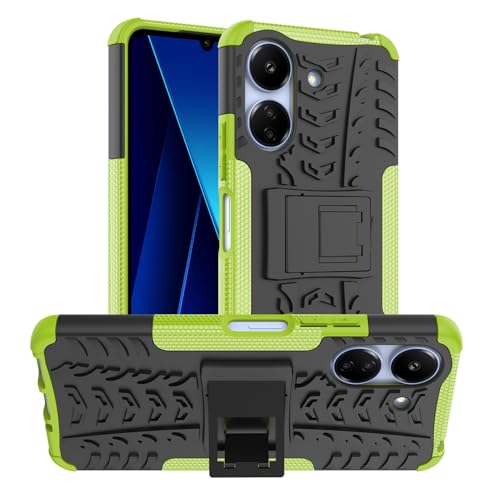 BRAND SET Rugged Armor Schutzhülle für Xiaomi Poco C65/Xiaomi Redmi 13C Hülle Handy Tasche Hybrid Case Stoßfest Handyhülle Panzer TPU Silikon Hard Bumper Handycover für Xiaomi Poco C65-Grün von BRAND SET