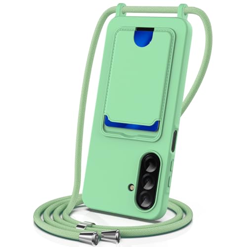 Hülle für Samsung Galaxy A36, Stoßfeste Weiche Silikonhülle mit Mikrofaserfutter, Kartenfach und Trageschlaufe – Schlanke Schutzhülle für Samsung Galaxy A36 (Mintgrün) von BRAND SET