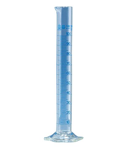 Messzylinder, hohe Form, BLAUBRAND, A, DE-M gekennz. 25 ml: 0,5 ml, Boro 3.3 von BRAND