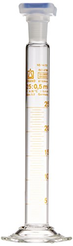 Mischzylinder, SILBERBRAND ETERNA, Klasse B, 25 ml: 0,5 ml, Boro 3.3, NS 14/23-PP-St. von BRAND