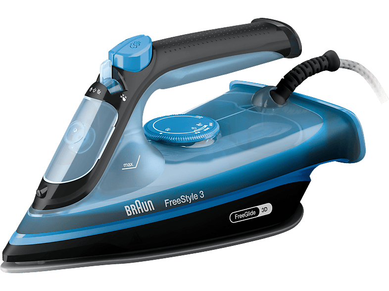 BRAUN FreeStyle 3 FI 3194 BK Dampfstoß 200 g/min Dampfbügeleisen (2400 Watt, Keramiksohle, SuperCeramic Beschichtung) von BRAUN