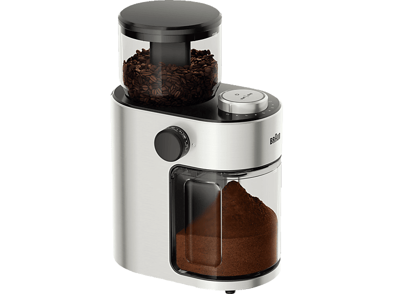 BRAUN FreshSet KG 7070 Kaffeemühle Silber/Schwarz 110 Watt, Scheibenmahlwerk von BRAUN