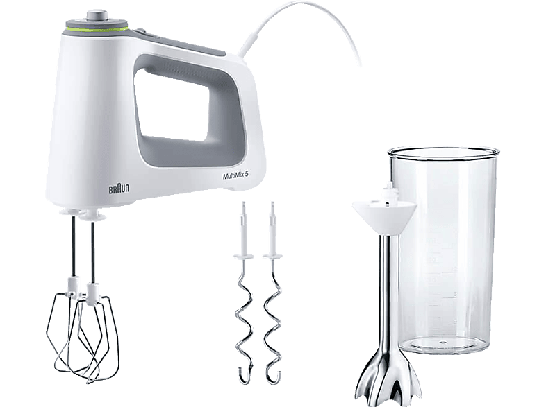 BRAUN MultiMix 5 HM 5107 Handmixer Weiß/Grau (750 Watt, Mix- und Messbecher 0.6 l) von BRAUN