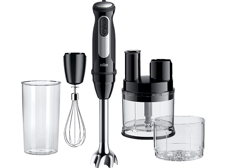 BRAUN MultiQuick 5 Pro MQ 55755M Stabmixer Schwarz/Edelstahl (1000 Watt, 500 ml Mini-Küchenmaschine, 600 Messbecher) von BRAUN