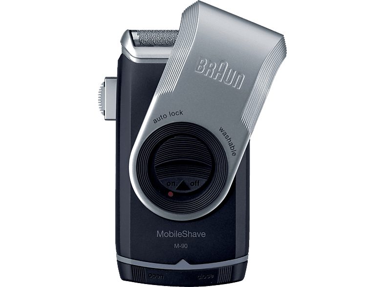 BRAUN PocketGo M90 Mobile Shave Rasierer Silber/Schwarz (Vibrierende Scherfolien, Reinigungsstation: Nein) von BRAUN