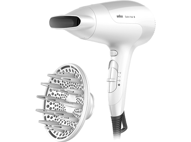 BRAUN Satin Hair 3 HD 385 mit IONTEC Haartrockner Weiß (2000 Watt) von BRAUN