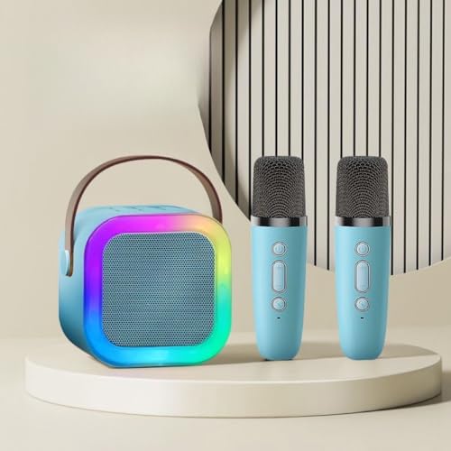 BRAVECOW Mini Machines Karaoke, Kinder Erwachsene Tragbarer Bluetooth Lautsprecher 2 Wireless Mikrofone Sprachwechseleffekt LED Lichter Familie Zuhause Mädchen Jungen Geburtstag Geschenk Party (Blau) BRAVECOW Mini Machines Karaoke, Kinder Erwachsene Tragbarer Bluetooth Lautsprecher 2 Wireless Mikrofone Sprachwechseleffekt LED Lichter Familie Zuhause Mädchen Jungen Geburtstag Geschenk Party (Blau) von BRAVECOW