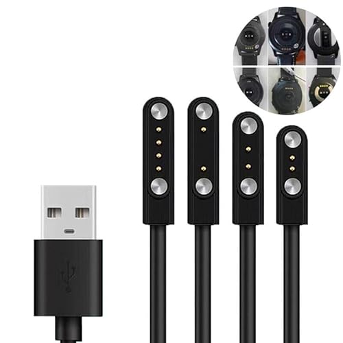 BRAVECOW Watch-Ladegerät Magnetisches Smartwatch-Zubehör USB-Kabel 2/4-poliges magnetisches Saugladegerät Adsorption USB-Datenleitung für Smart Watch (7.62mm 2Pin) von BRAVECOW